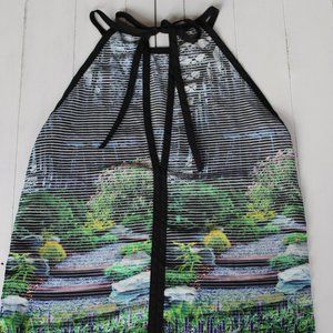 Retro Nature Graphic Tank Top With Tie Back